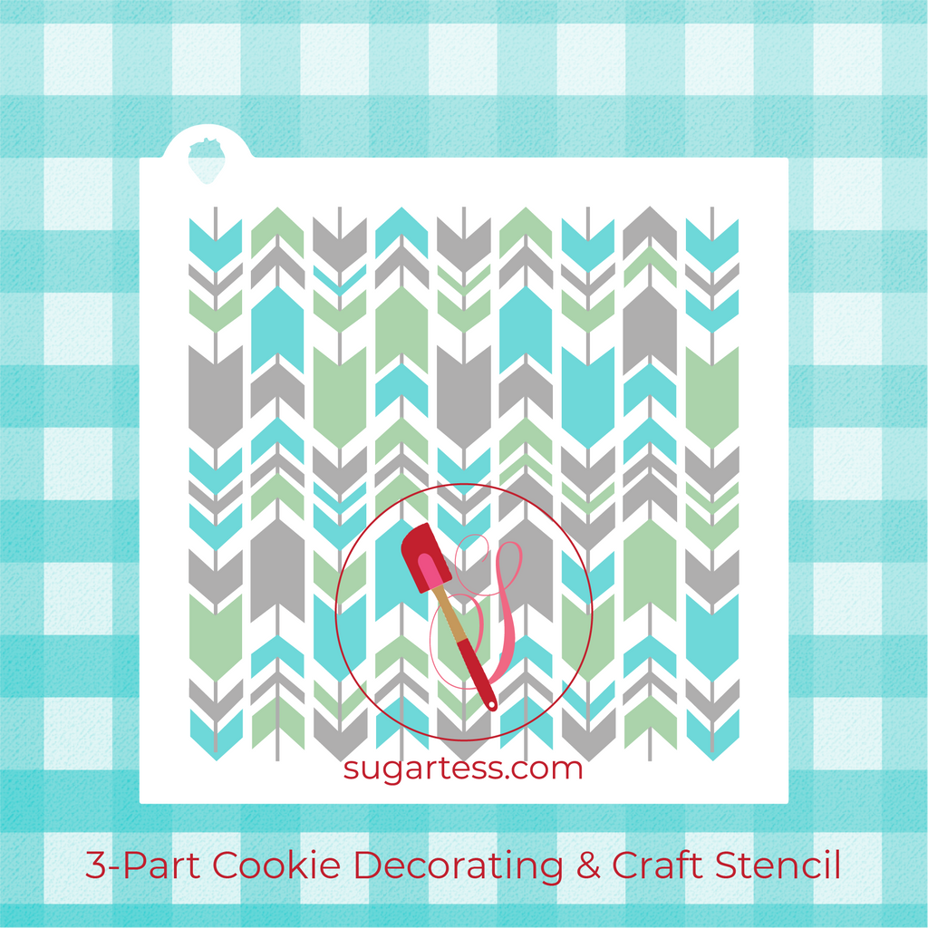 Sugartess custom backroound cookie and crafts decorating stencil of boho arrows.