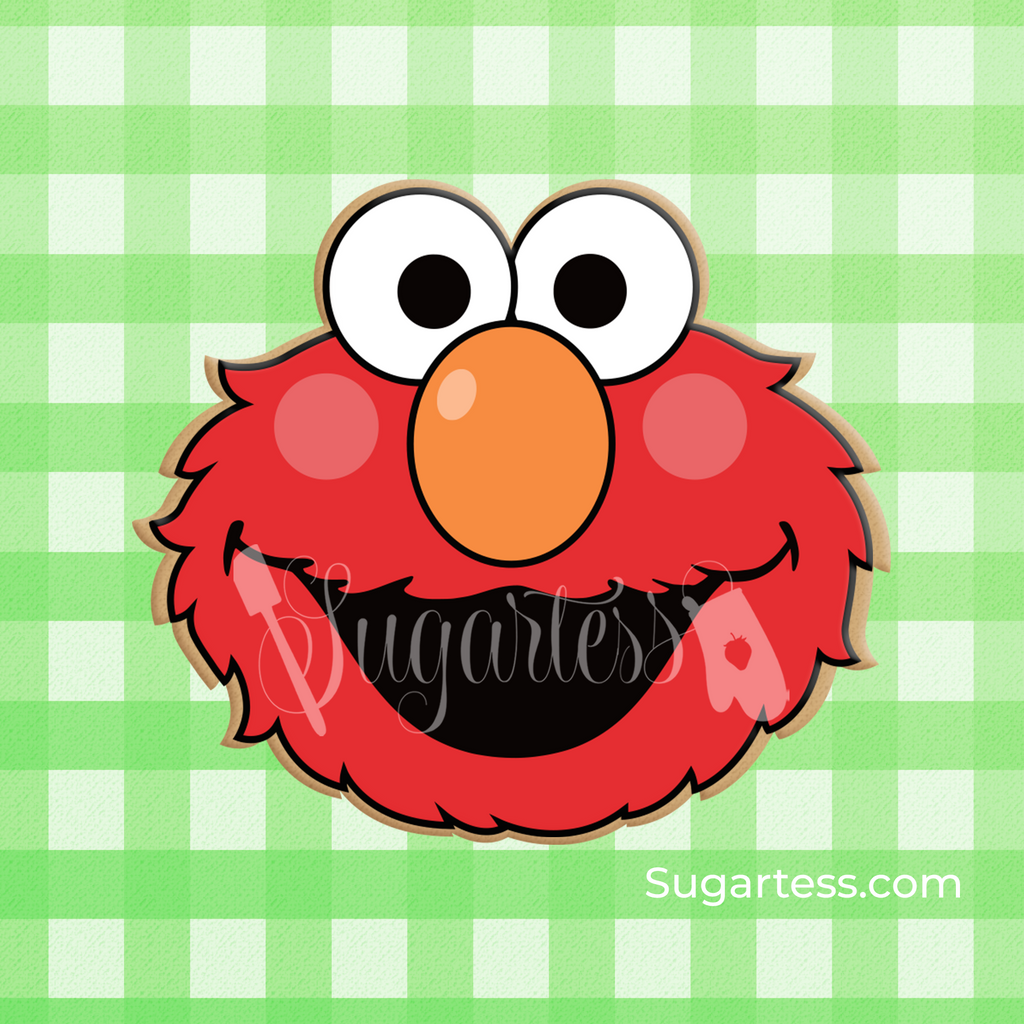 Sugartess custom cookie cutter in shape of Sesame Street's character head of Elmo.