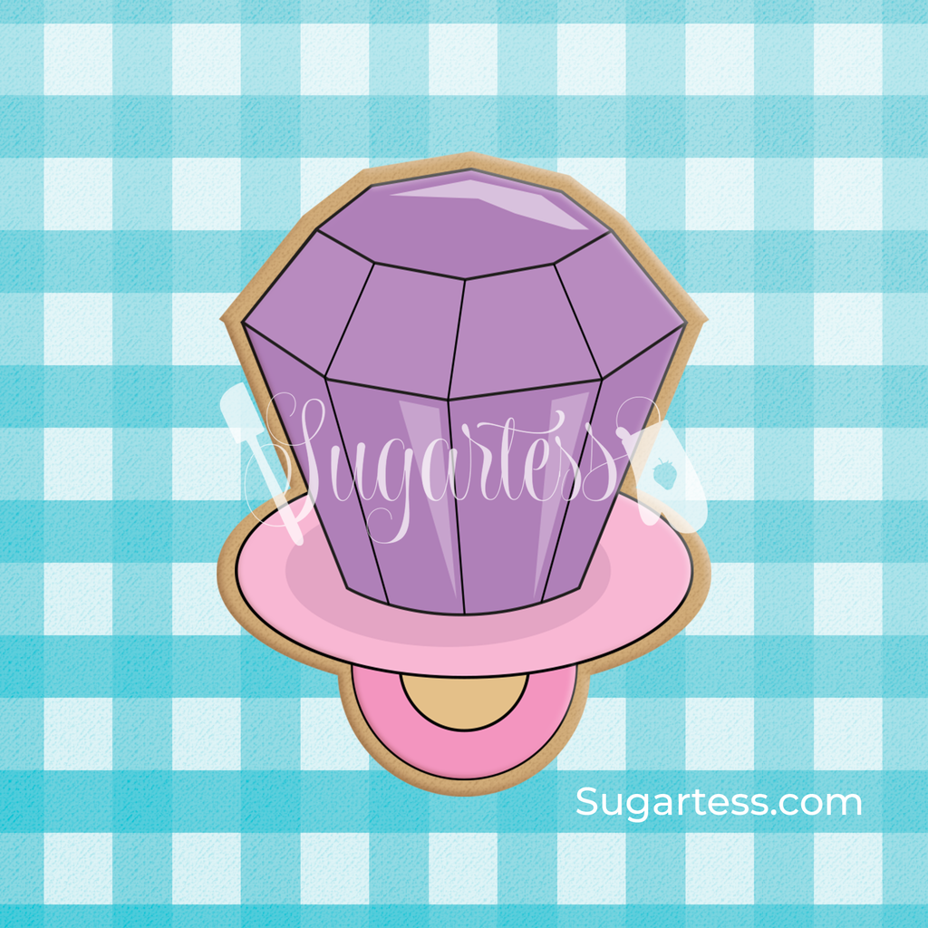 Sugartess custom cookie cutter in the shape of a grape ring pop candy.