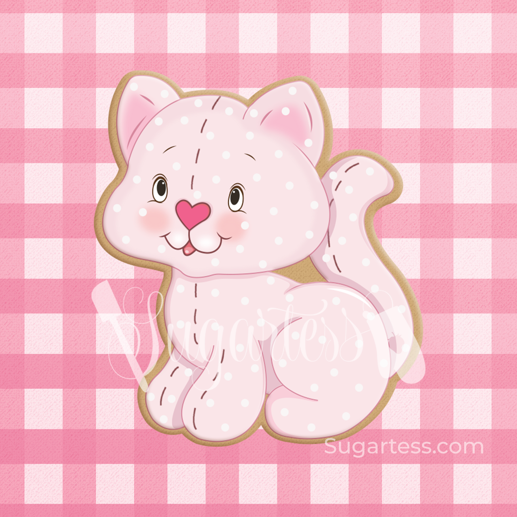 Sugartess custom cookie cutter in shape of Strawberry Shortcake's cat Custard.