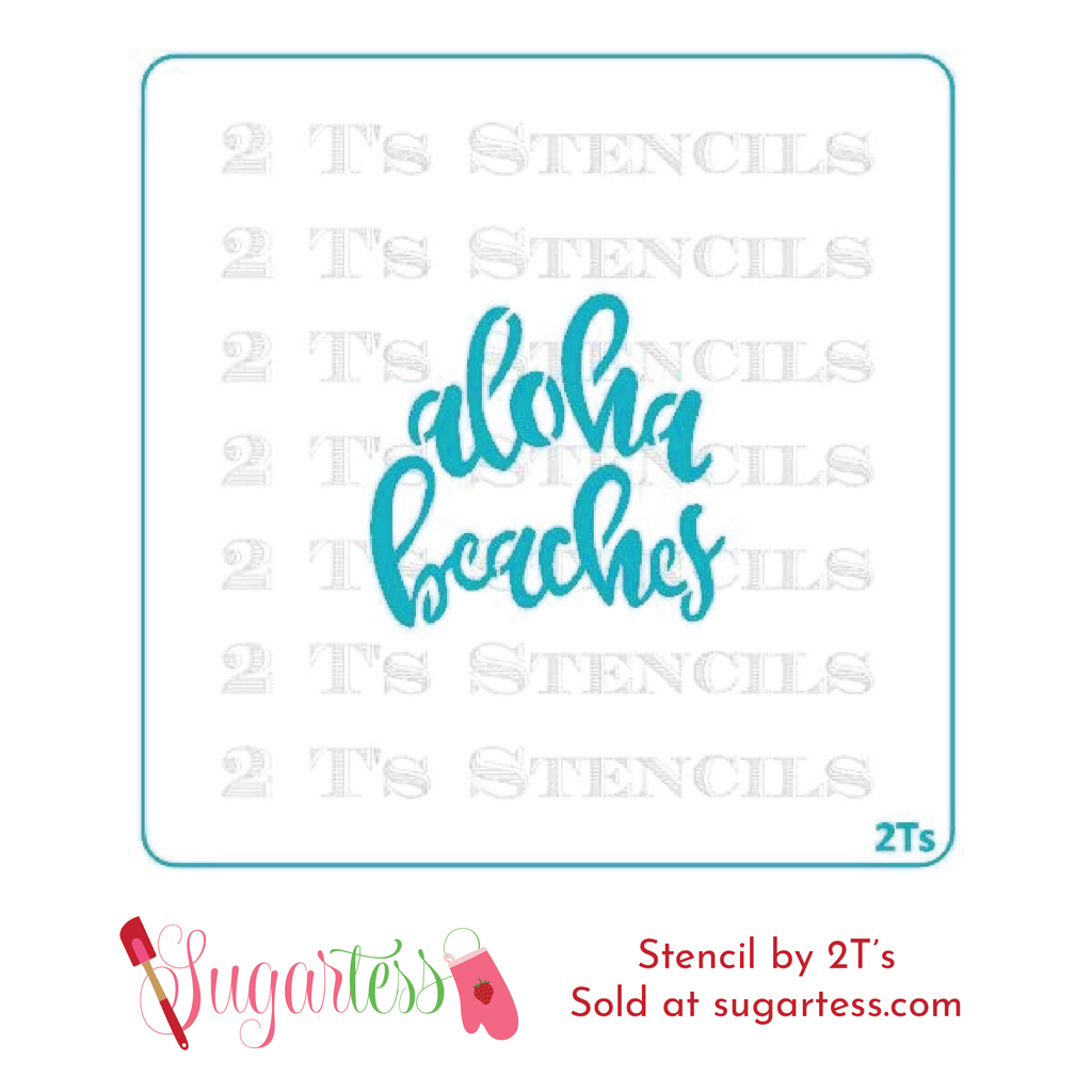Cookie and cake decorating word or phrase stencil: Aloha Beaches