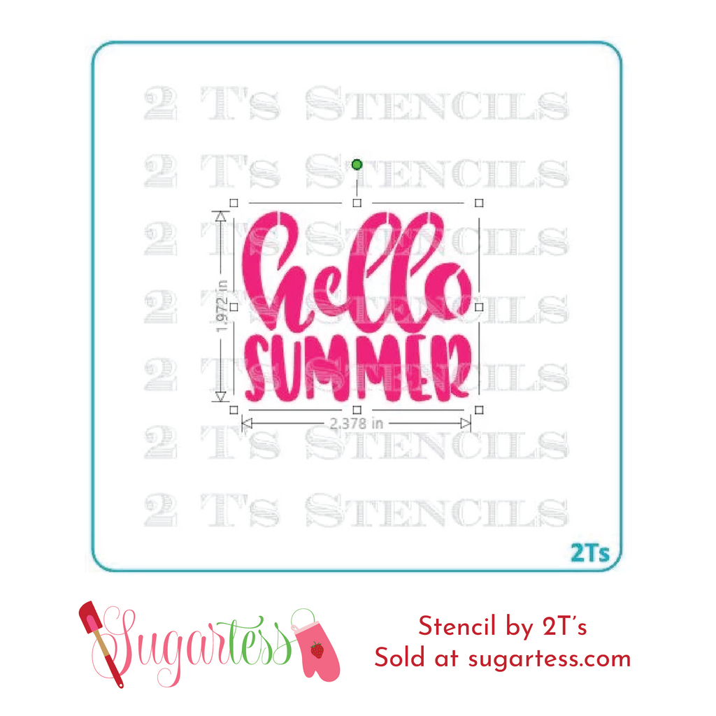 Cookie and cake decorating word or phrase stencil: Hello Summer