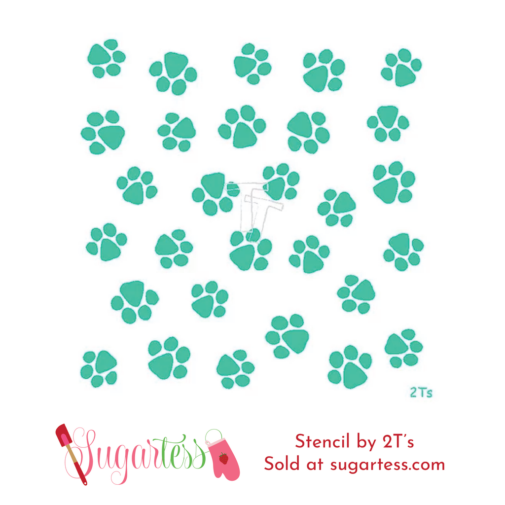 Cookie and decorating set of 2 stencils of paw prints.