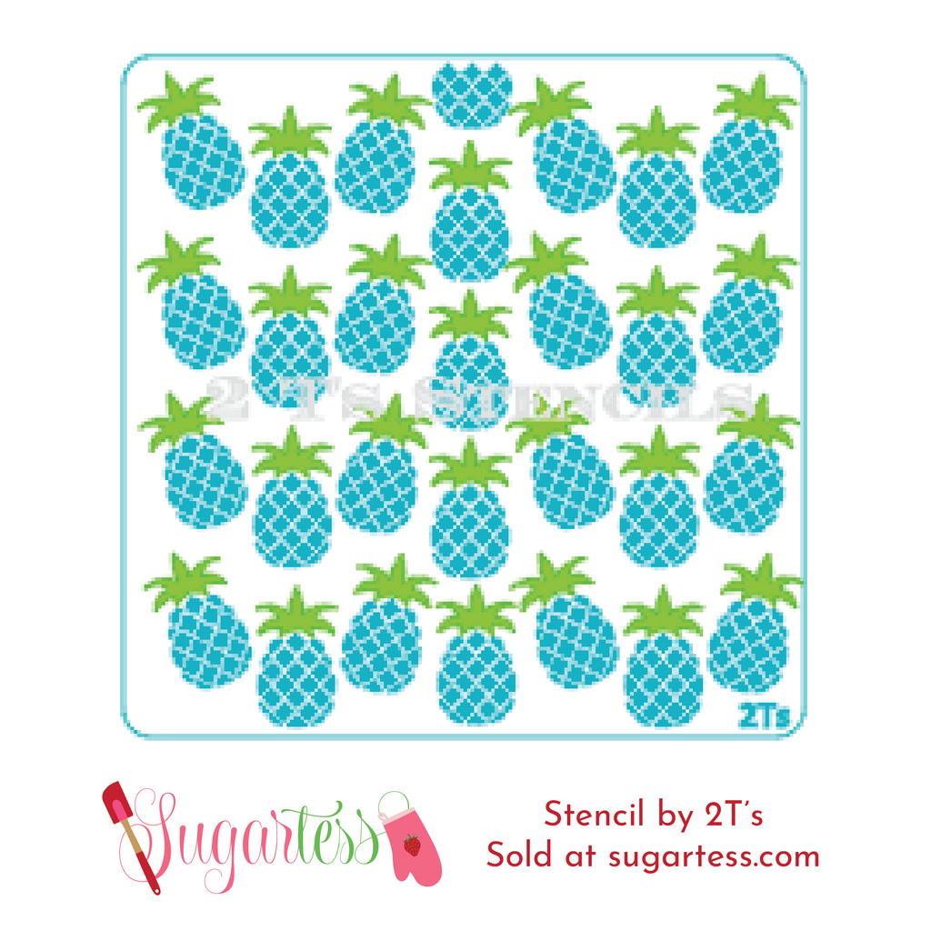 Cookie and cake decorating 2-part background stencil set of pineapples.