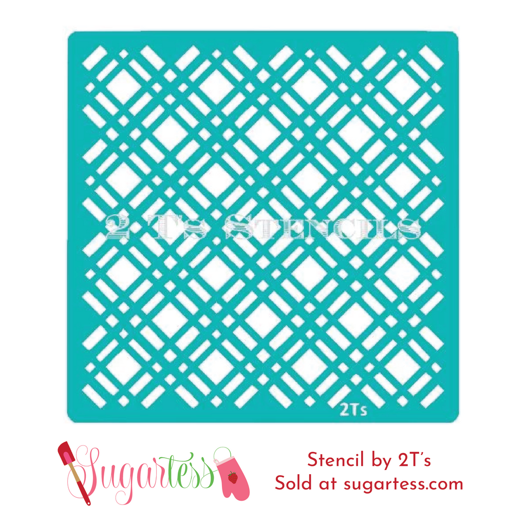 Cookie and cake decorating background stencils of plaid pattern.