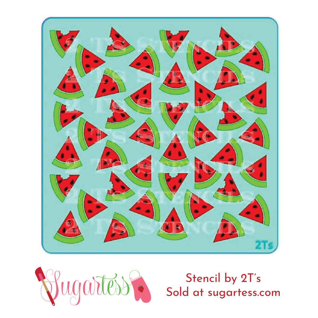 Cookie and cake decorating 3-part background stencil set of watermelons.
