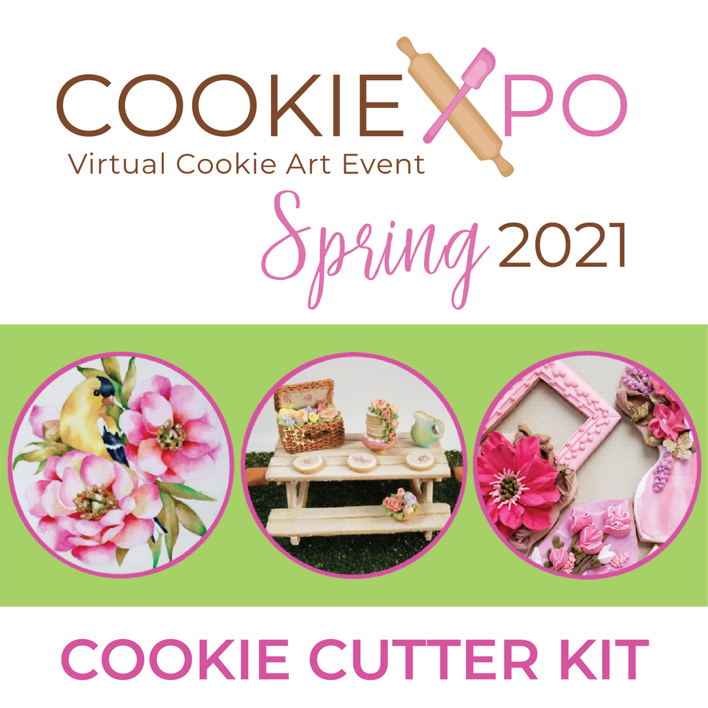 Cookiexpo spring 2021 event kit with 17 cookie cutters needed for event classes.