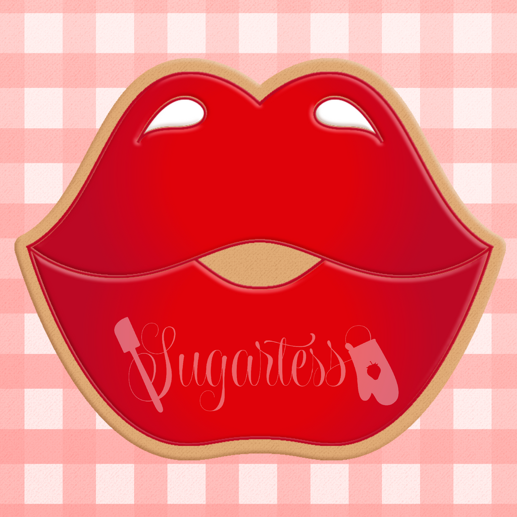 Sugartess cookie cutter in shape of  Sensual Lips 1. 3D printed from biodegradable  PLA plastic in diferent sizes ranging from 2 to 6 inches.