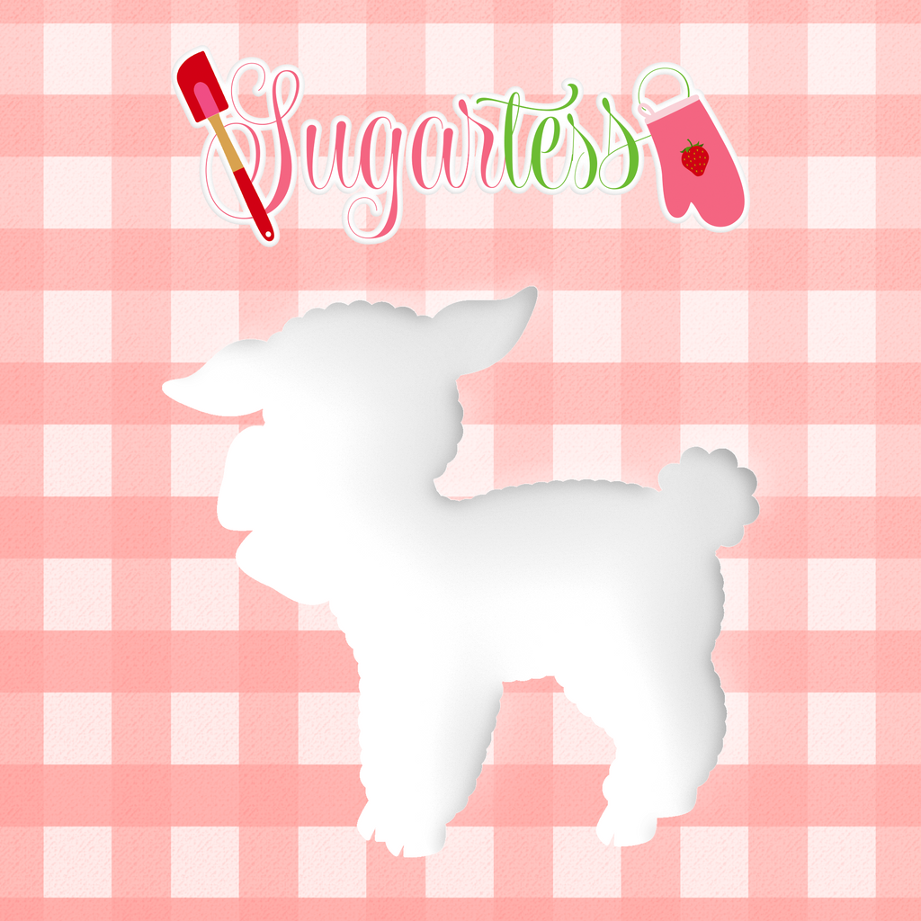 Sugartess cookie cutter in shape of     Baby Lamb. 3D printed from biodegradable  PLA plastic in diferent sizes ranging from 2 to 6 inches.