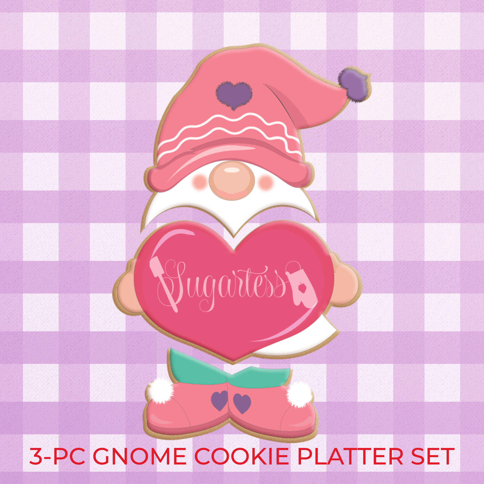 Valentines Cookie Cutters, Gnome and Plaque Cutter Set