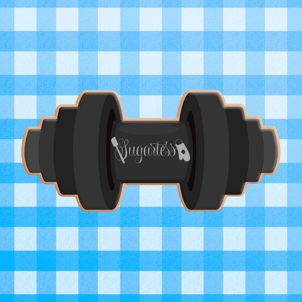 Sugartess custom cookie cutter in shape of Fitness Weight Lifting Barbell.