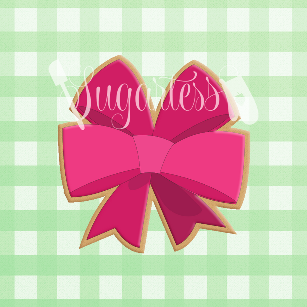 Sugartess custom cookie cutter in shape of double bow girl accessory #1.