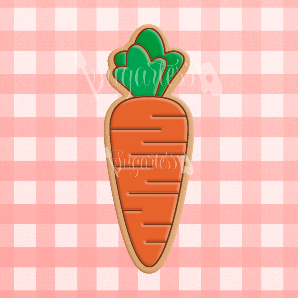 Sugartess cookie cutter in shape of   Carrot.3D printed from biodegradable  PLA plastic in diferent sizes ranging from 2 to 6 inches.
