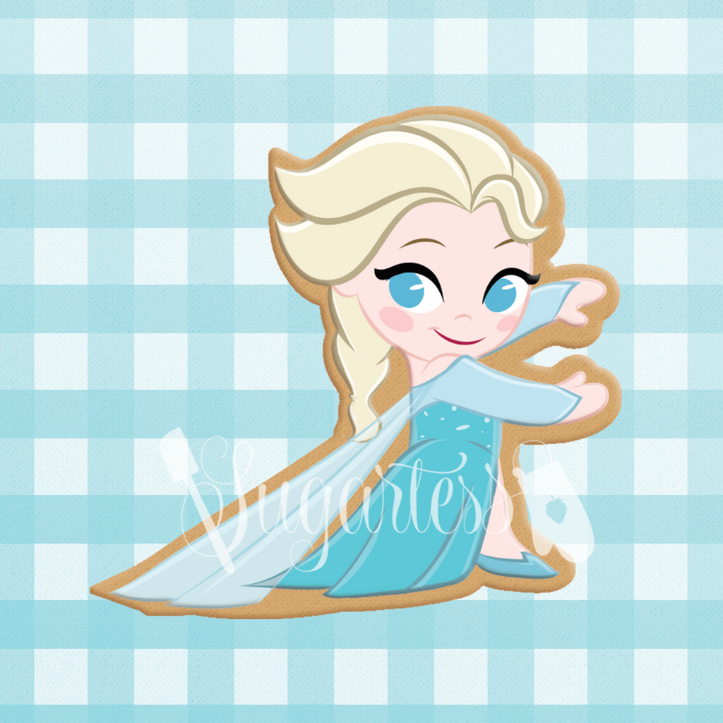 Sugartess custom cookie cutter in shape of chibi winter queen character