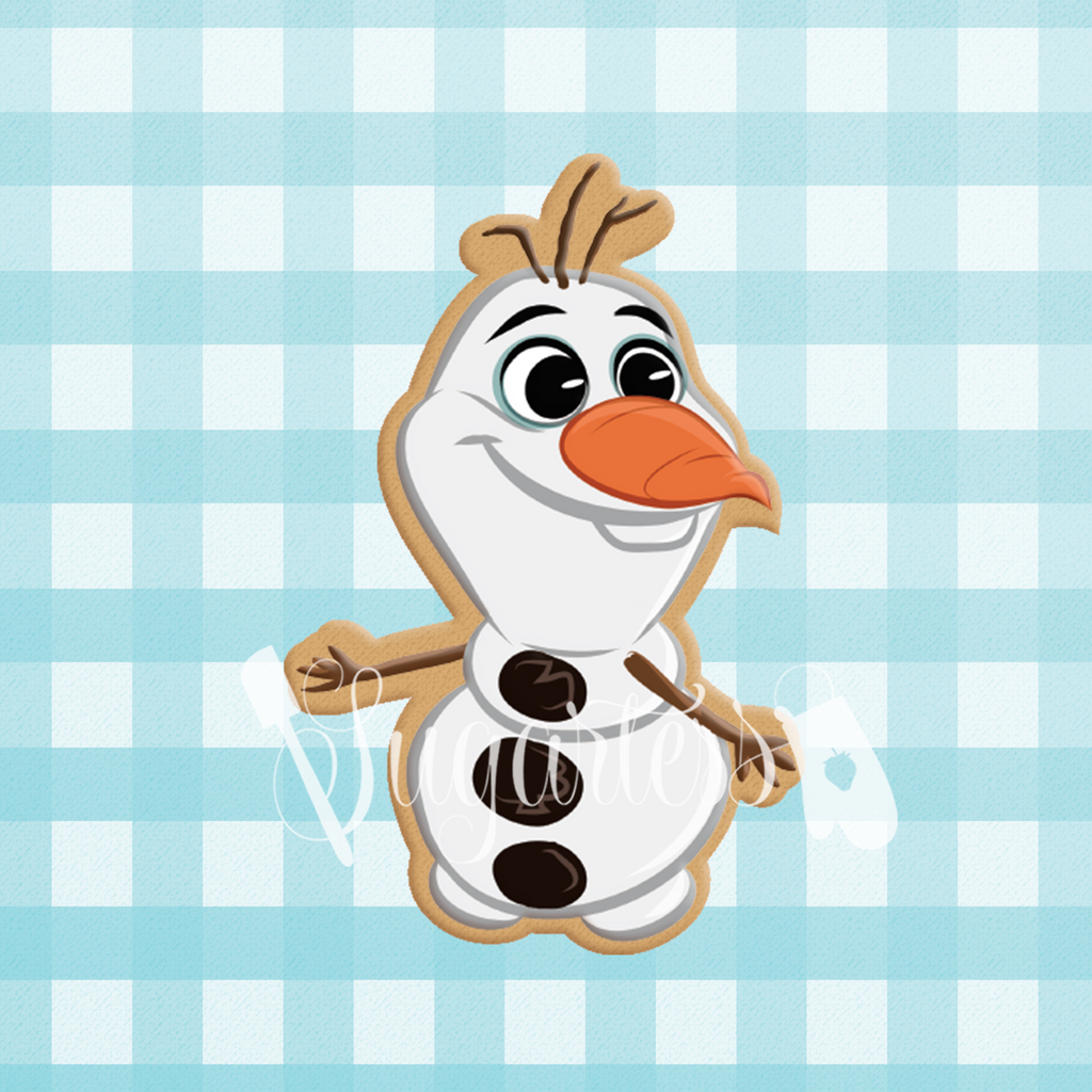 Sugartess custom cookie cutter in shape of chibi winter princess snowman character.