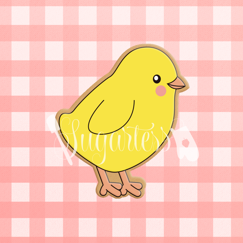Sugartess custom cookie cutter in shape of a baby chick.