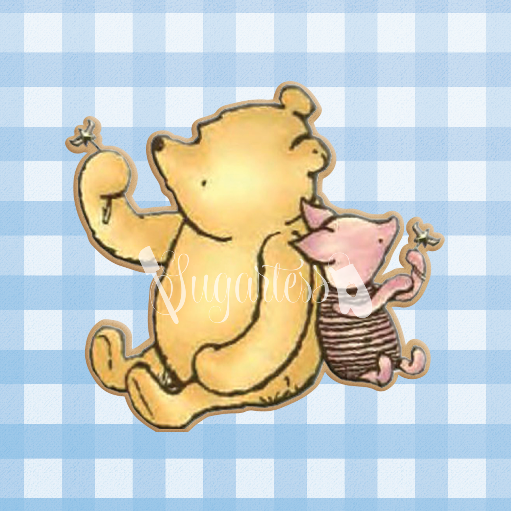 Classic Winnie The Pooh Bear and Piglet with Flowers