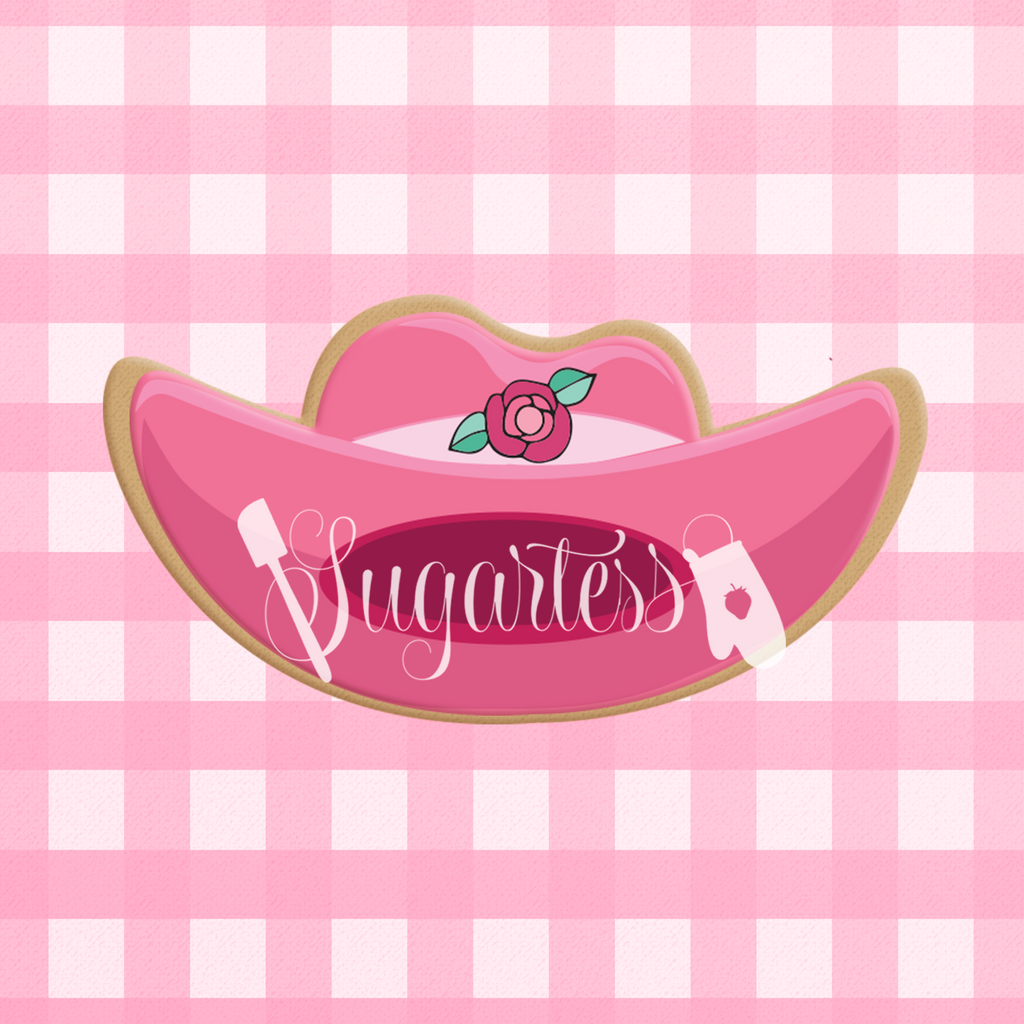 Sugartess custom cookie cutter in shape of a cowgirl cowboy hat