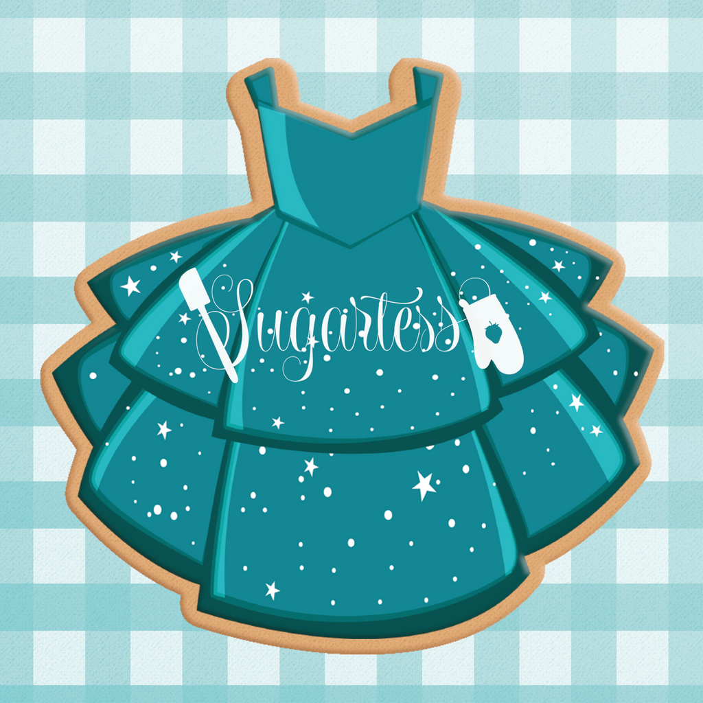 Sugartess cookie cutter in shape of Dress Mermaid Princess. 3D printed from biodegradable  PLA plastic in diferent sizes ranging from 2 to 6 inches.
