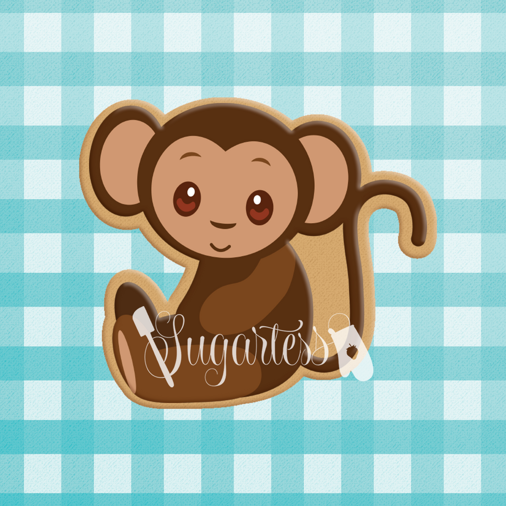Sugartess custom cookie cutter in shape of Frida Khalo's pet monkey.