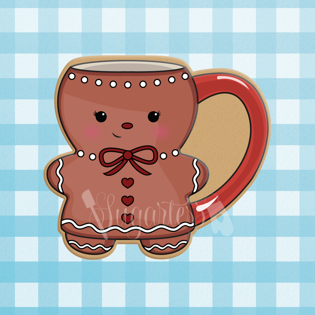 Sugartess Christmas cookie cutter in shape of a gingerbread girl mug or cup.
