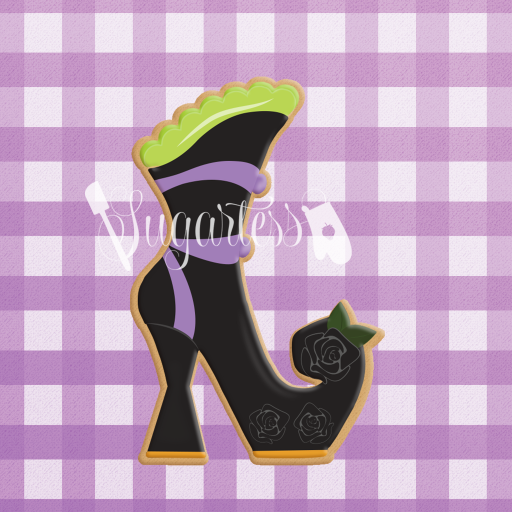 Sugartess custom cookie cutter in shape of a witch's boot