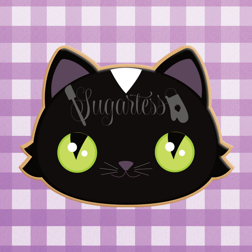 Sugartess custom cookie cutter in shape of Bthe head of Hocus Pocus movie black cat, Binx