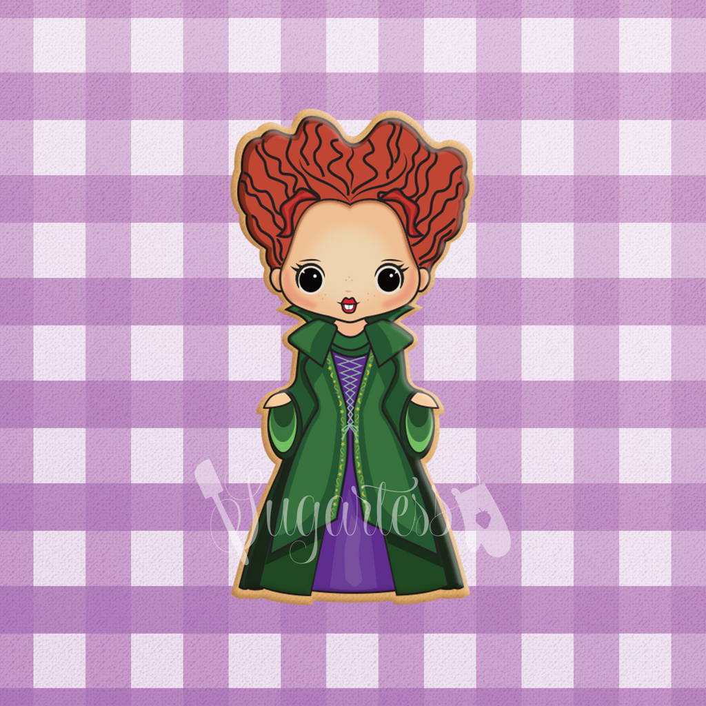 Sugartess custom cookie cutter in shape of Winifred Sanderson - Hocus Pocus Sanderson Sisters Witch