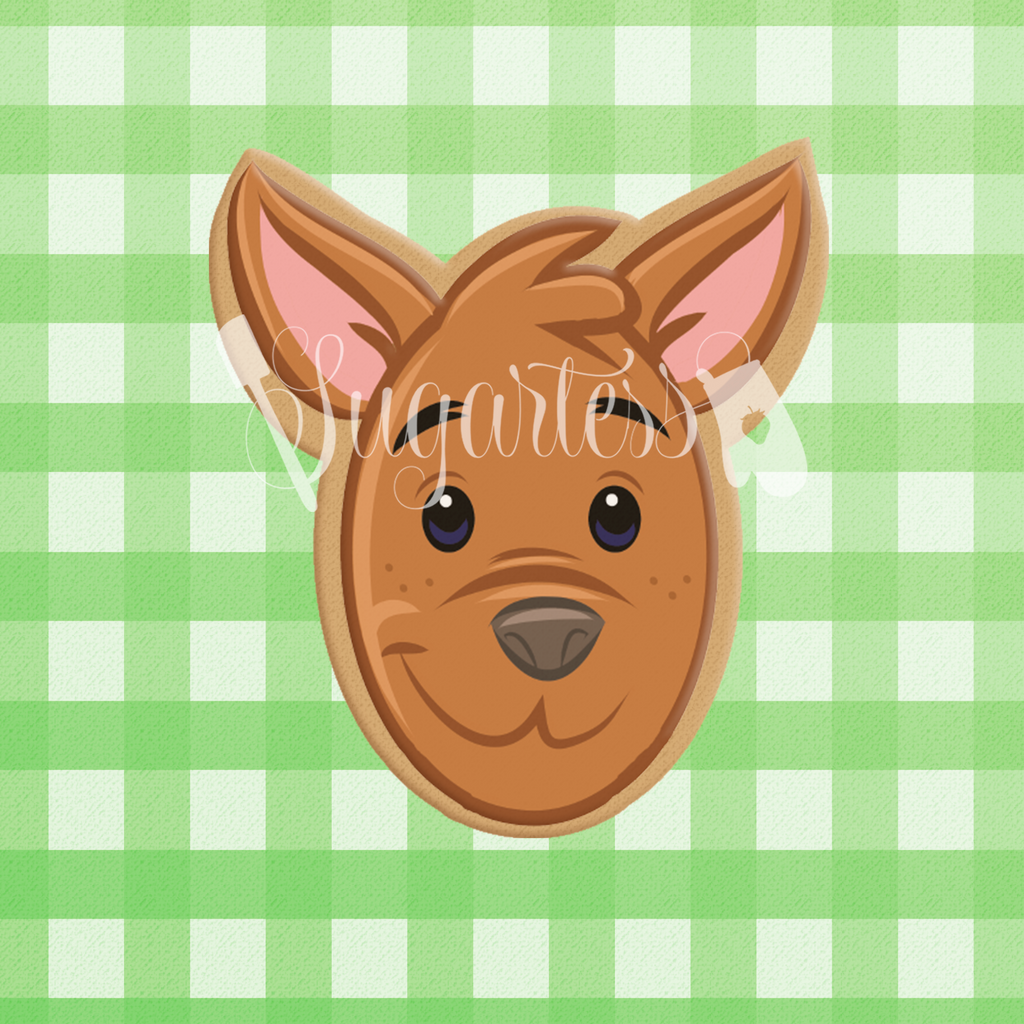 Sugartess custom cookie cutter in shape of cute cartoon kangaroo head.