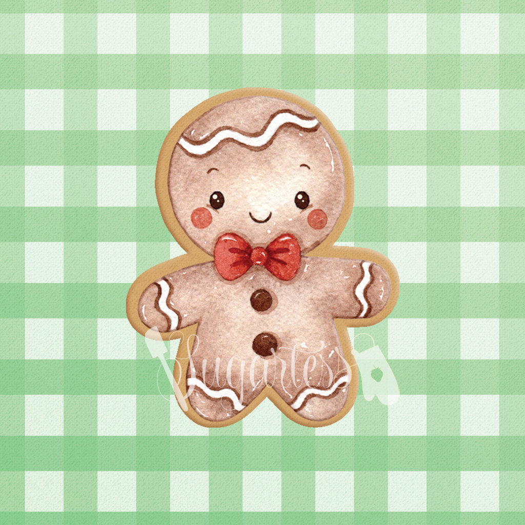 Sugartess custom cookie cutter in shape of a gingerbread man.