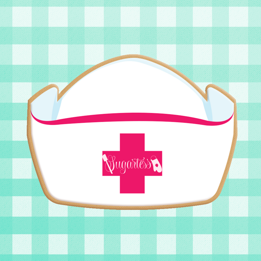 Sugartess custom cookie cutter in shape of Nurse Uniform Cap #1.