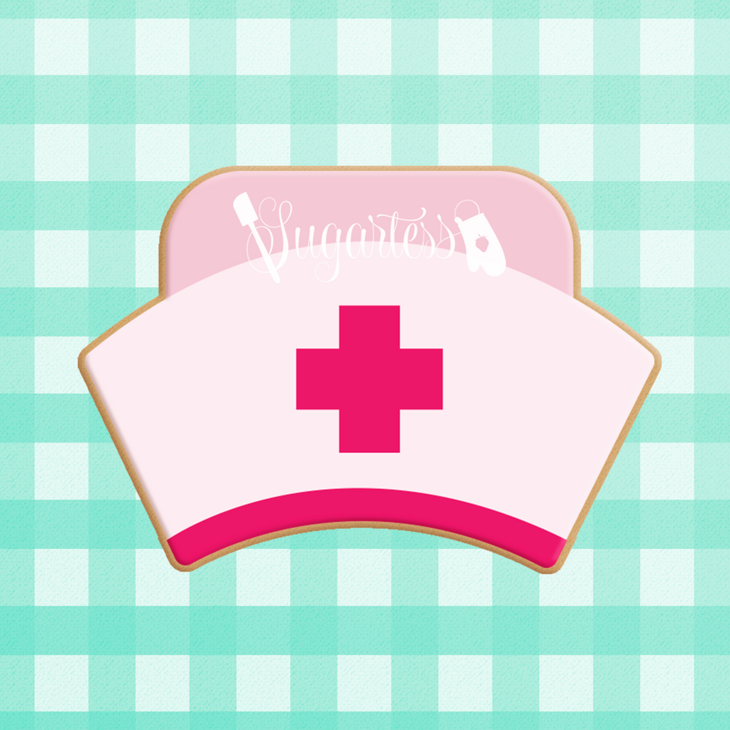 Sugartess custom cookie cutter in shape of Nurse Uniform Cap #2.