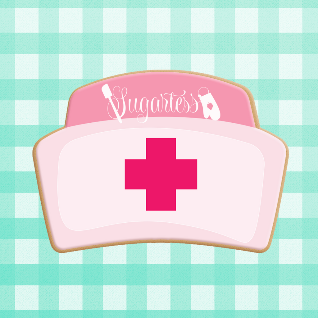 Sugartess custom cookie cutter in shape of Nurse Uniform Cap #3.
