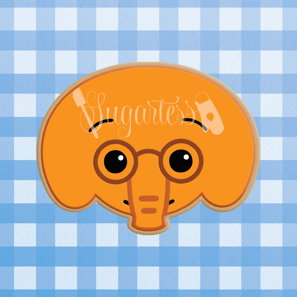 Sugartess cookie cutter in shape of head of Nesho elephant, a Plim Plim  T.V. character.