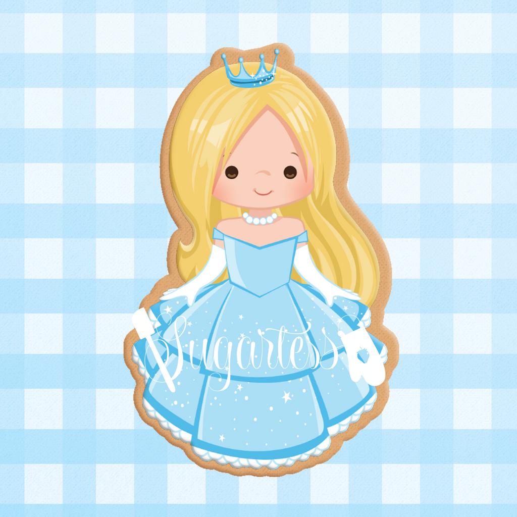 Sugartess cookie cutter in shape of   Princess Cinderella. 3D printed from biodegradable  PLA plastic in diferent sizes ranging from 2 to 6 inches.