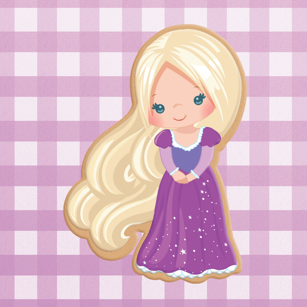 Sugartess custom cookie cutter in shape of Princess Rapunzel.