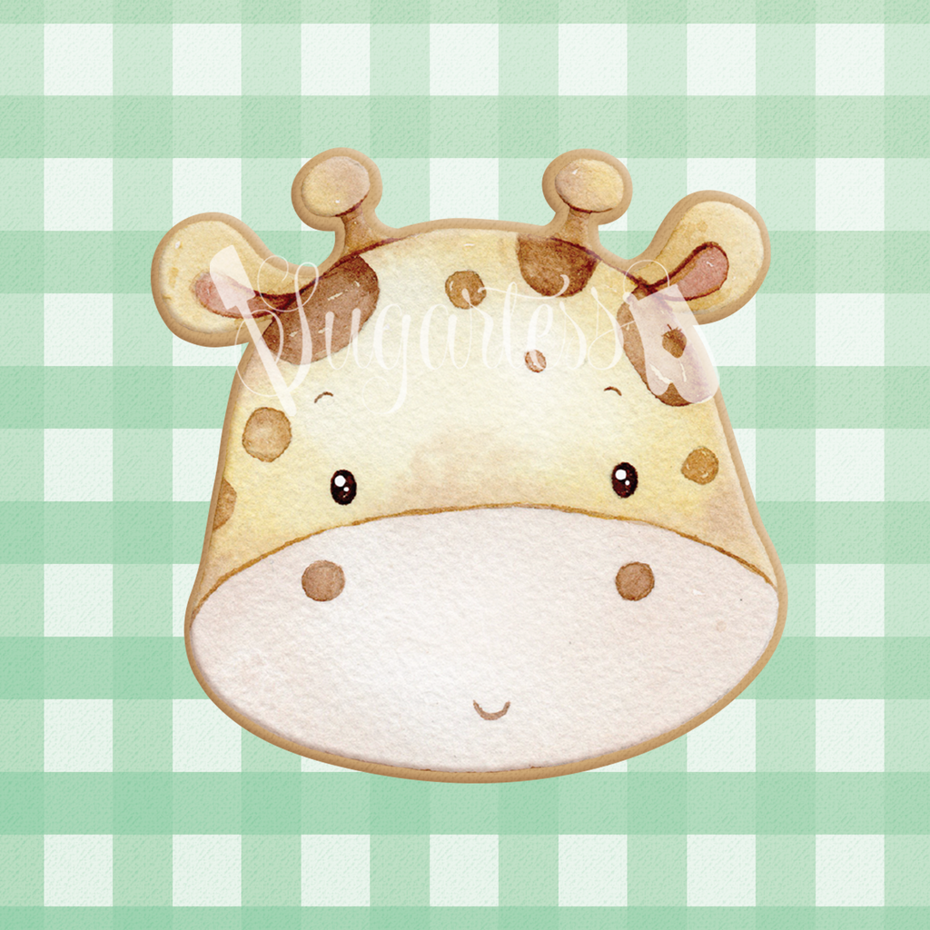 Sugartess cookie cutter in shape of a baby giraffe head.