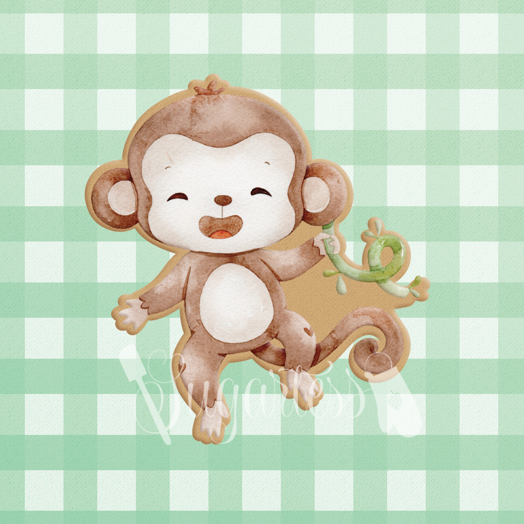 Sugartess cookie cutter in shape of a baby monkey.