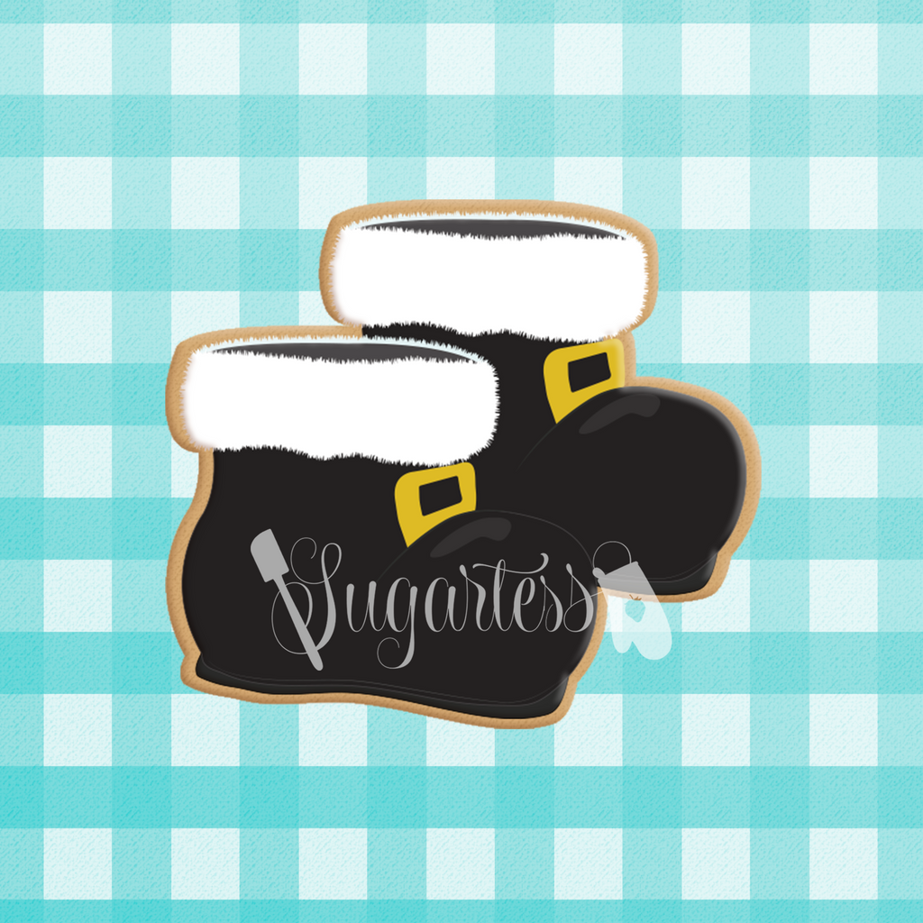 Sugartess custom cookie cutter in shape of Santa's Boots.