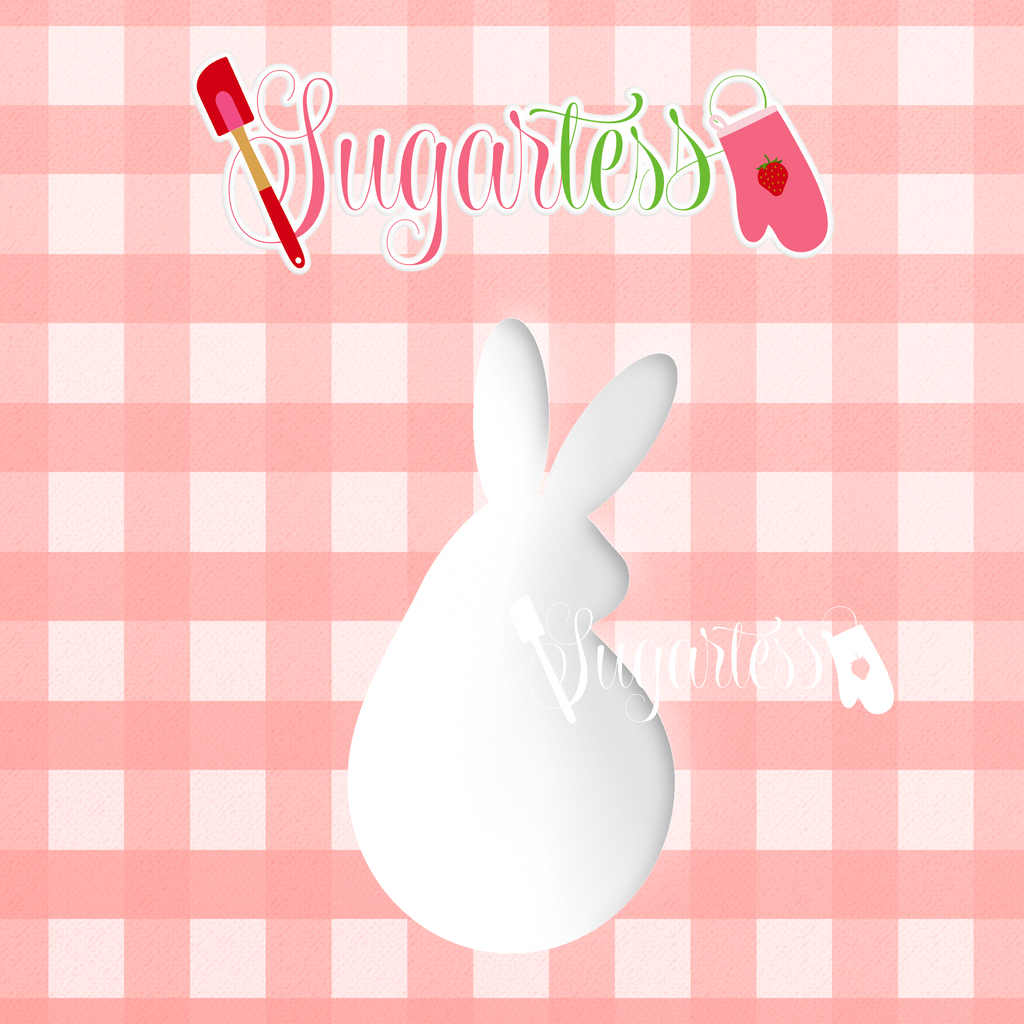 Sugartess cookie cutter in shape of  Simple Bunny. 3D printed from biodegradable  PLA plastic in diferent sizes ranging from 2 to 6 inches.