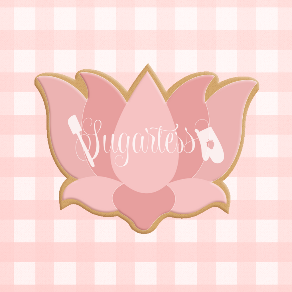 Sugartess custom cookie cutter in shape of simple water lily or lotus flower.