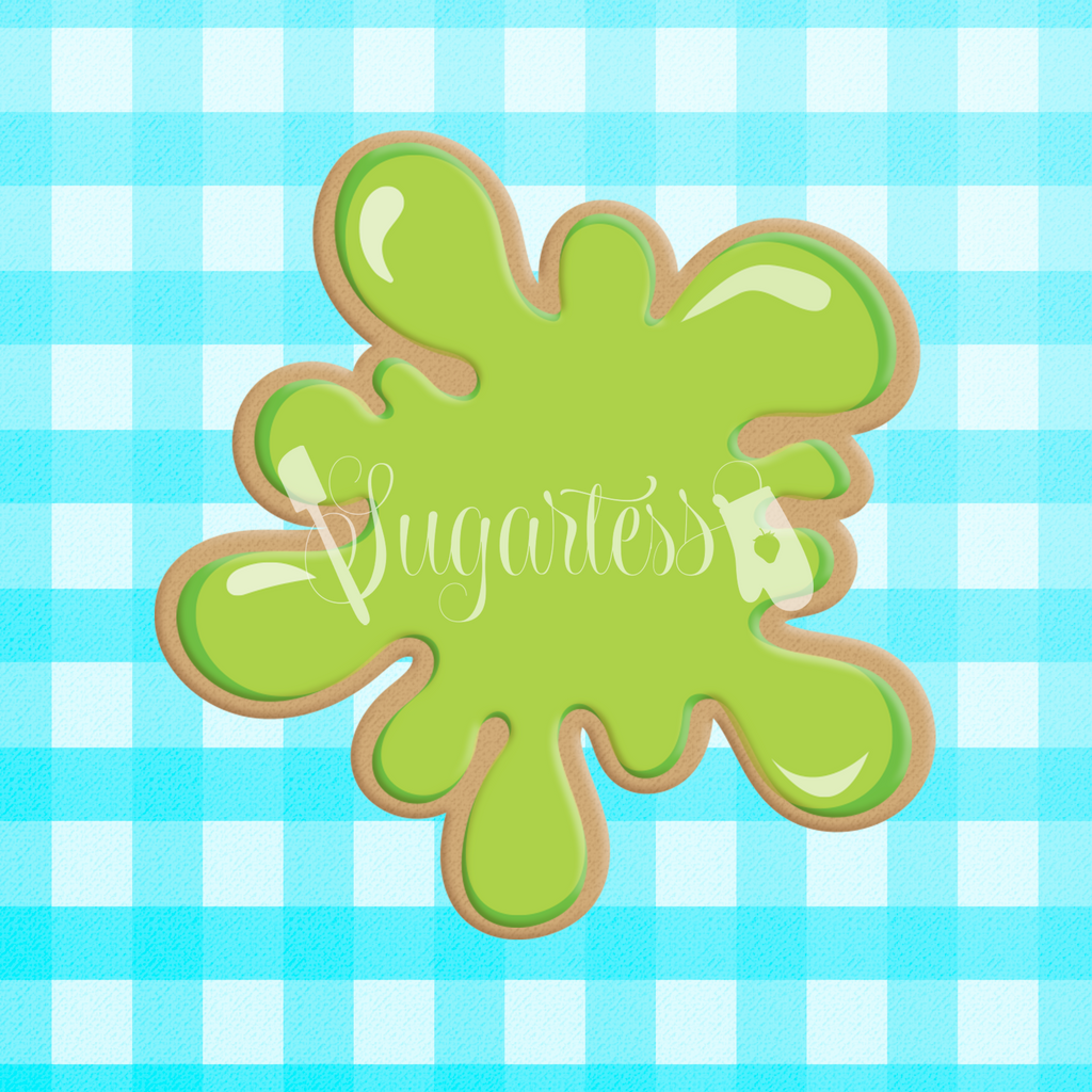 Sugartess cookie cutter in shape of a green slime blob or paint splatter.