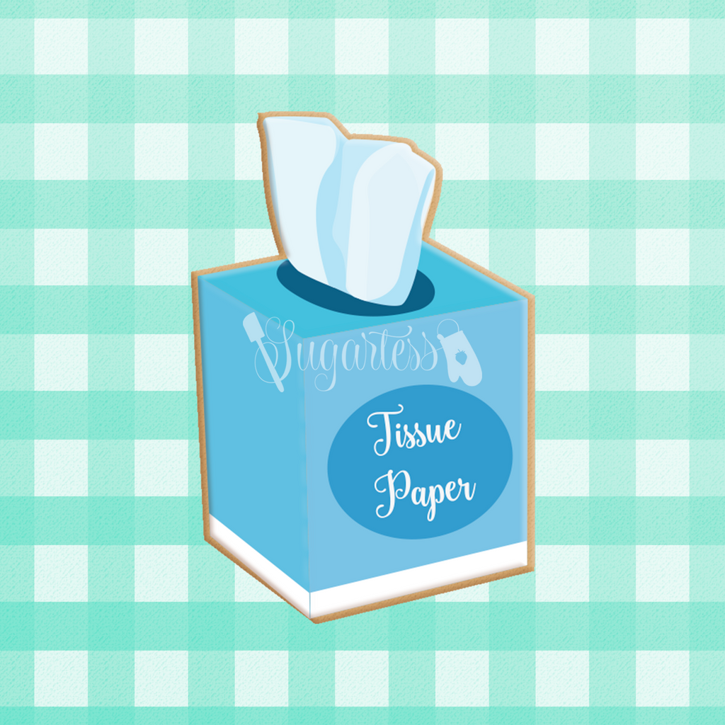 Sugartess custom cookie cutter in shape of Opened Square Box of Tissue Paper.