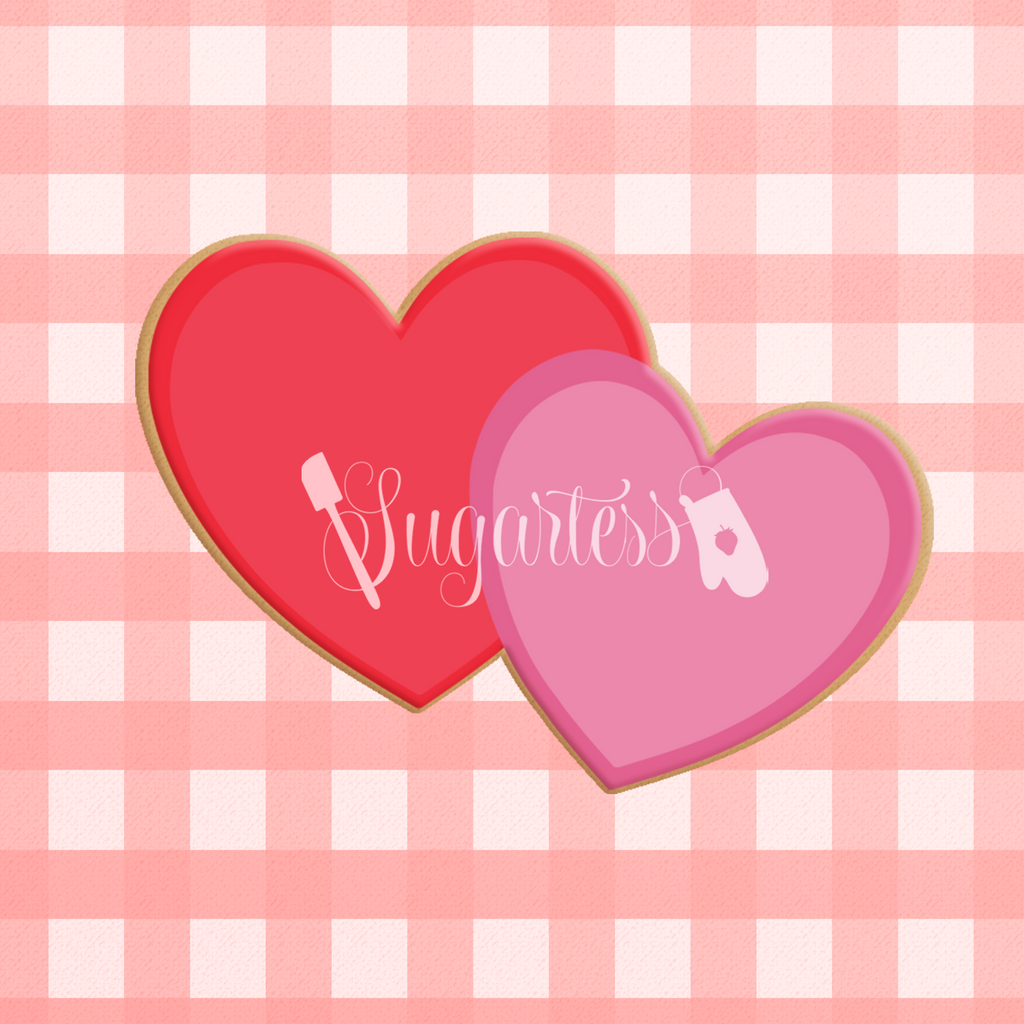 Sugartess custom cookie cutter in shape of two hearts.