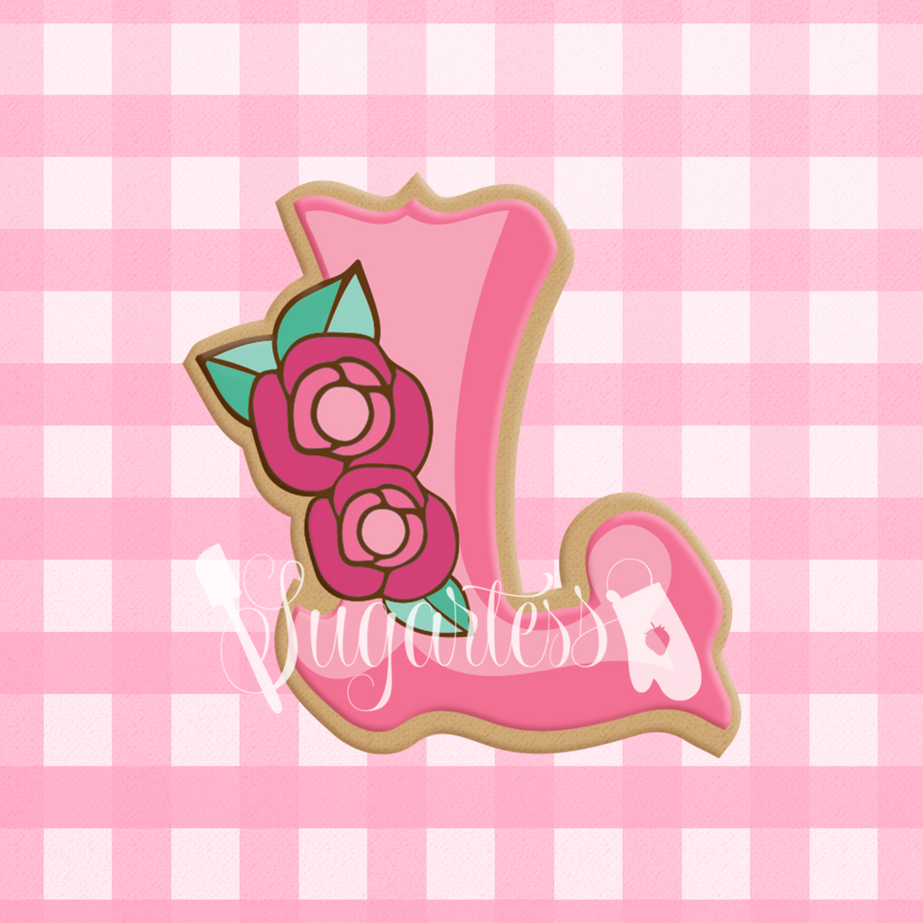 Sugartess custom cookie cutter in shape of floral font letters, symbols and numbers.