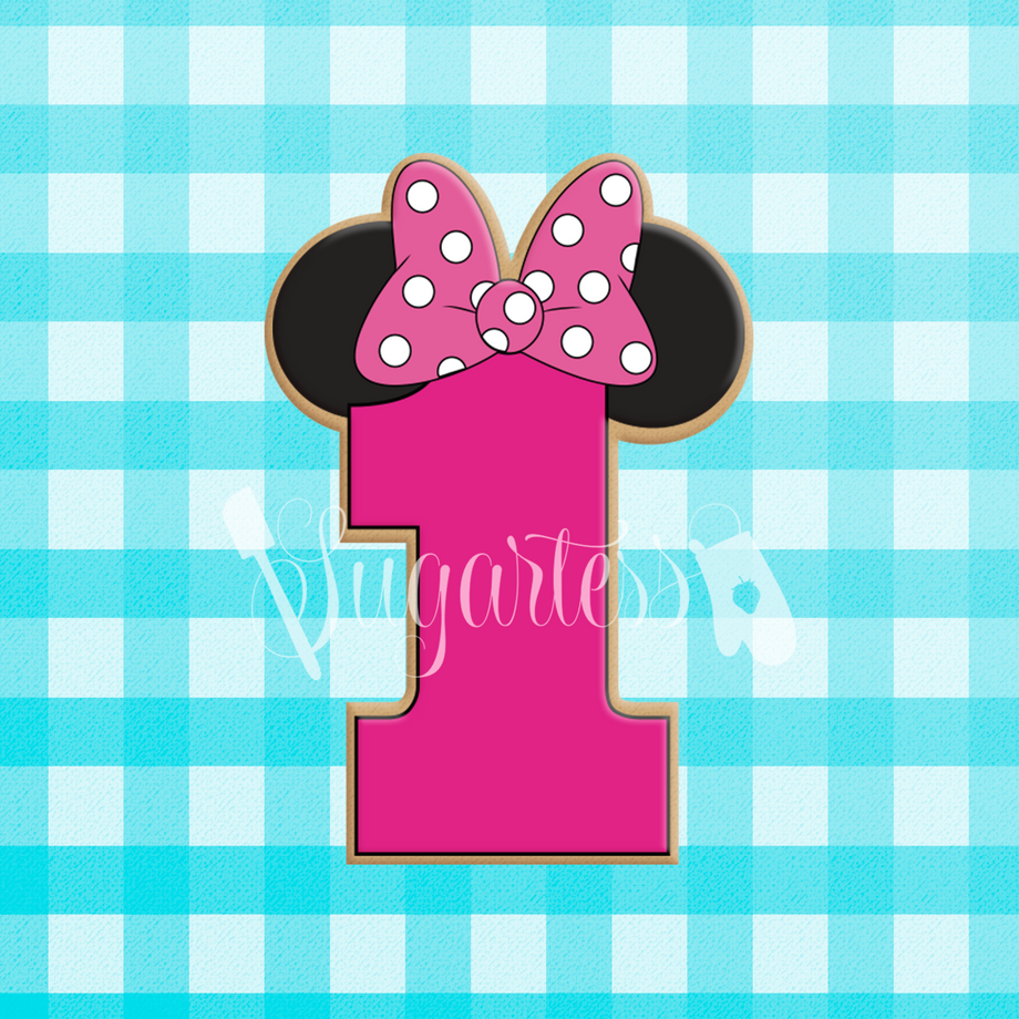 Cartoon Girl Mouse Ears Birthday Number 1 Cookie Cutter Shopify